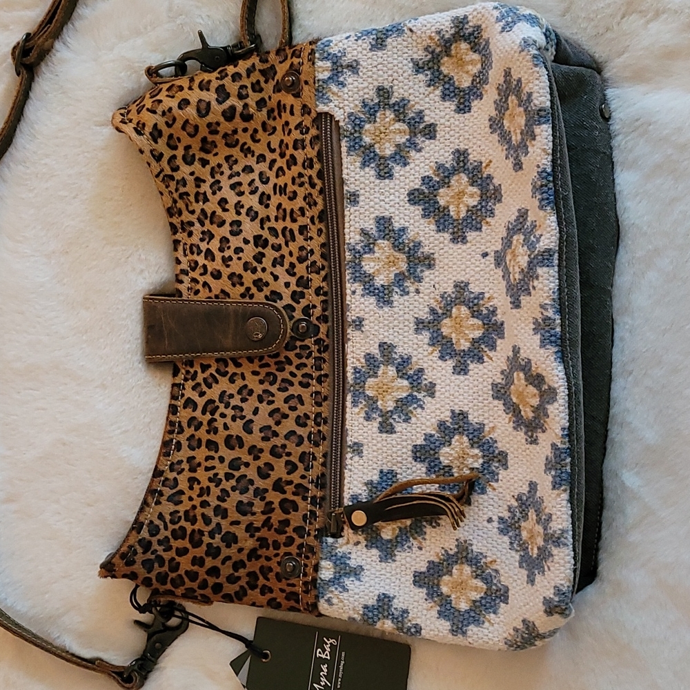 NWT Myra Bounce Back 100% Cotton Animal Print Boho Mosiac Mixed Textile Bag